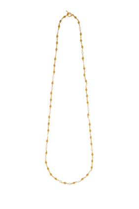 Rosario Long Necklace, Gold-Plated Metal & Pearl